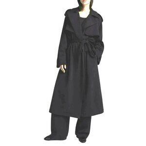 New Skims Oversized Black Boyfriend Fleece Wrap Trench Coat